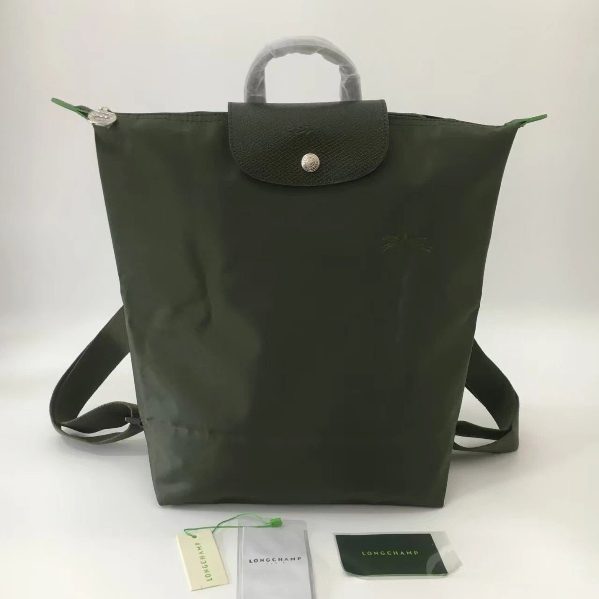 LONGCHAMP Le Pliage Green M Backpack Forest - Canvas New 