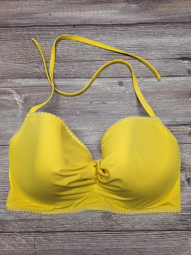 Victorias Secret Womens Size 32DDD Solid Yellow Bikini Swimsuit Bathing Suit Top