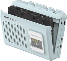 Portable Cassette Player Tape Recorder with Speaker, Mic  Headphone Jack Blue