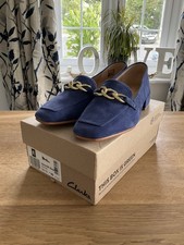 Clarks Seren 30 Step Loafer Flat Shoe Blue Suede 6 1/2 D NEW FREE POSTAGE