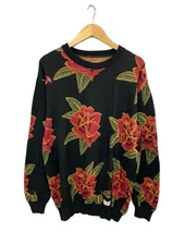 WACKO MARIA 21ss Knitted Sweater XL Cotton BLK All over pattern flower jacquard