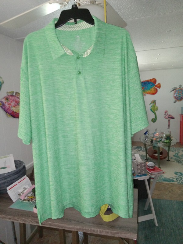 Mens Short Sleeve Green Polo Shirt. Quick Dry, 4 Way Stretch. Size 3XL. 