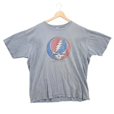 Vtg Grateful Dead Steal Your Face T Shirt Mens Grey Short Sleeve Cotton Size XL
