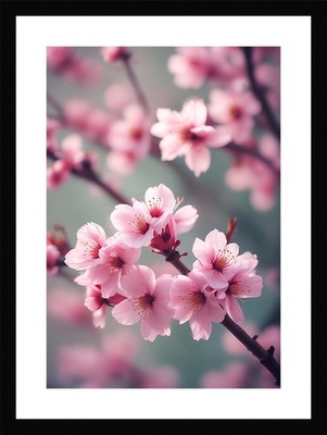 Soft Cherry Blossom Branch Framed Wall Art Poster Canvas Print Picture