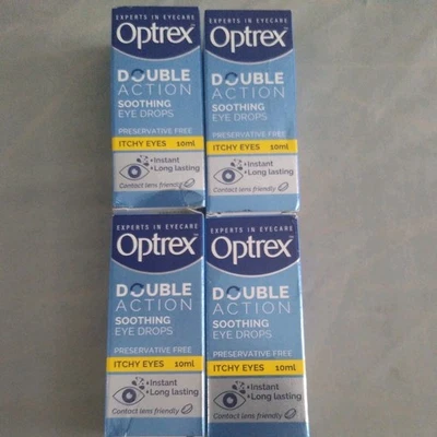 4 x Optrex Double Action Soothing Eye Drops | Itchy Eyes Preservative Free |10ml