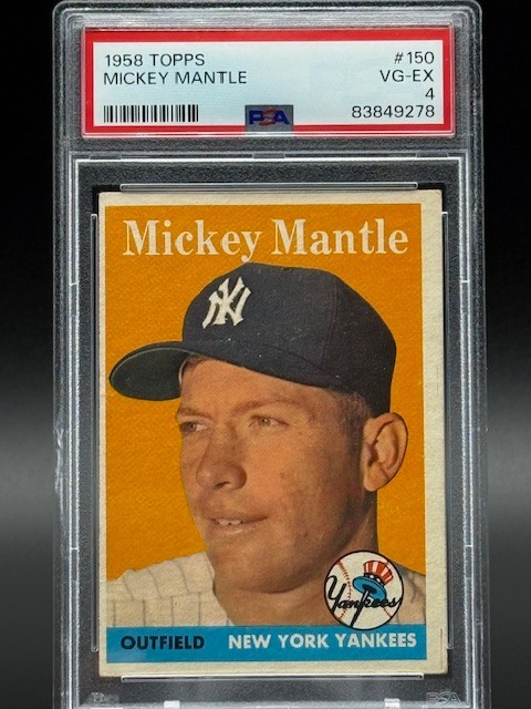 MICKEY MANTLE 1958 Topps #150 GREAT COLOR VG-EX PSA 4