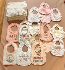 Muslin Burp Cloths AND Assorted Bibs