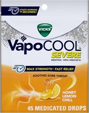 VapoCool™ Severe, Max Strength, Honey Lemon Chill, 45 Medicated Drops