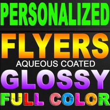 25000 HALF PAGE FLYERS 8.5"x5.5" FULL COLOR DOUBLE SIDED 80LB, GLOSSY 8.5X5.5