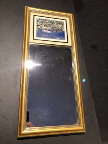 Vintage Small Gold Framed Mirror of Wolfeboro Bay, Wolfeboro, NH 7 1/2”x16 1/2” - Afbeelding 1 van 4