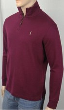 Polo Ralph Lauren Burgundy 1/2 Half Zip Estate Rib Sweater Green Pony NWT