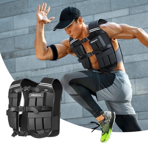 PROIRON Adjustable Weighted Vest 20kg 20 Weight Packs Jacket Men Women with Refl - Picture 6 of 7