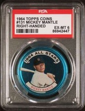 1964 Topps Coins #131 Mickey Mantle Right Handed PSA 6 Yankees AS  (2447)