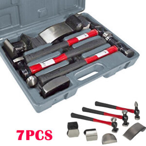 Pro 7PC Car Auto Body Panel Repair Tool Kit with Fibre Body Beating Hammers