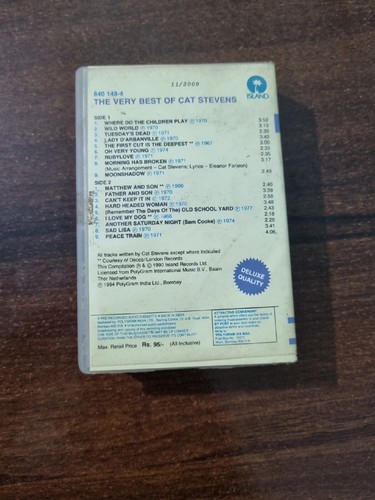 The Very Best Of Cat Stevens CLAMSHELL AUDIO CASSETTE INDIA igs rare - Picture 5 of 5