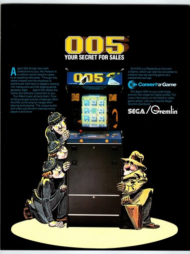 005 Arcade Flyer Secret Agent Man Original 1982 Video Retro Game Art Gremlin