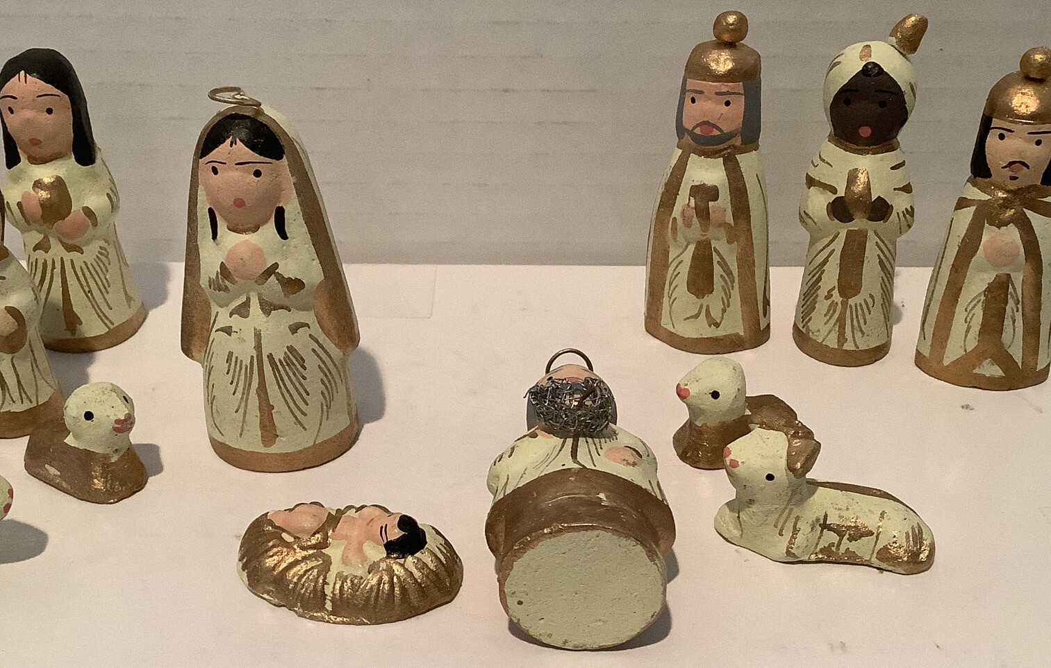 Vintage MEXICAN FOLK ART NATIVITY SET 12 Pieces Clay Hand Made & Painted eBay