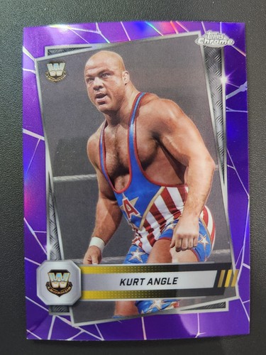 2025 Topps Chrome WWE Wrestling #8 KURT ANGLE PURPLE REFRACTOR