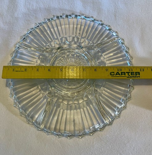 Vintage Indiana Glass 12 inch Heavy Cut Sectional Serving Dish Thick Relish - Picture 3 of 3