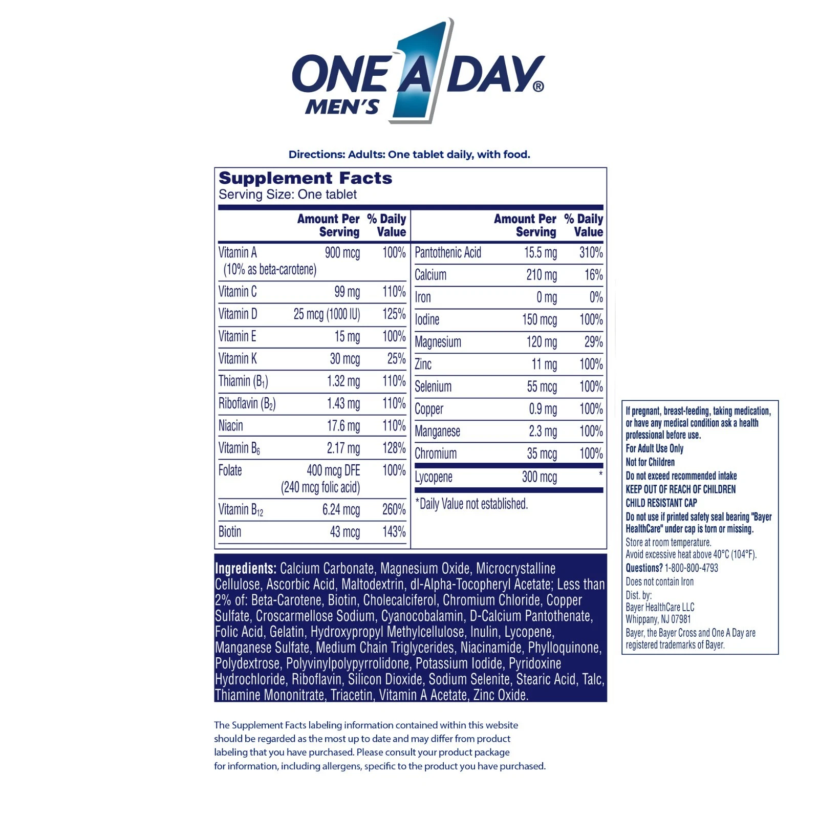 One A Day Men's Multivitamin, 300 Tablets - Picture 2 of 5