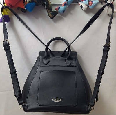 Kate Spade New York Black Leather Pushlock Flap Top Handle  display picture 2