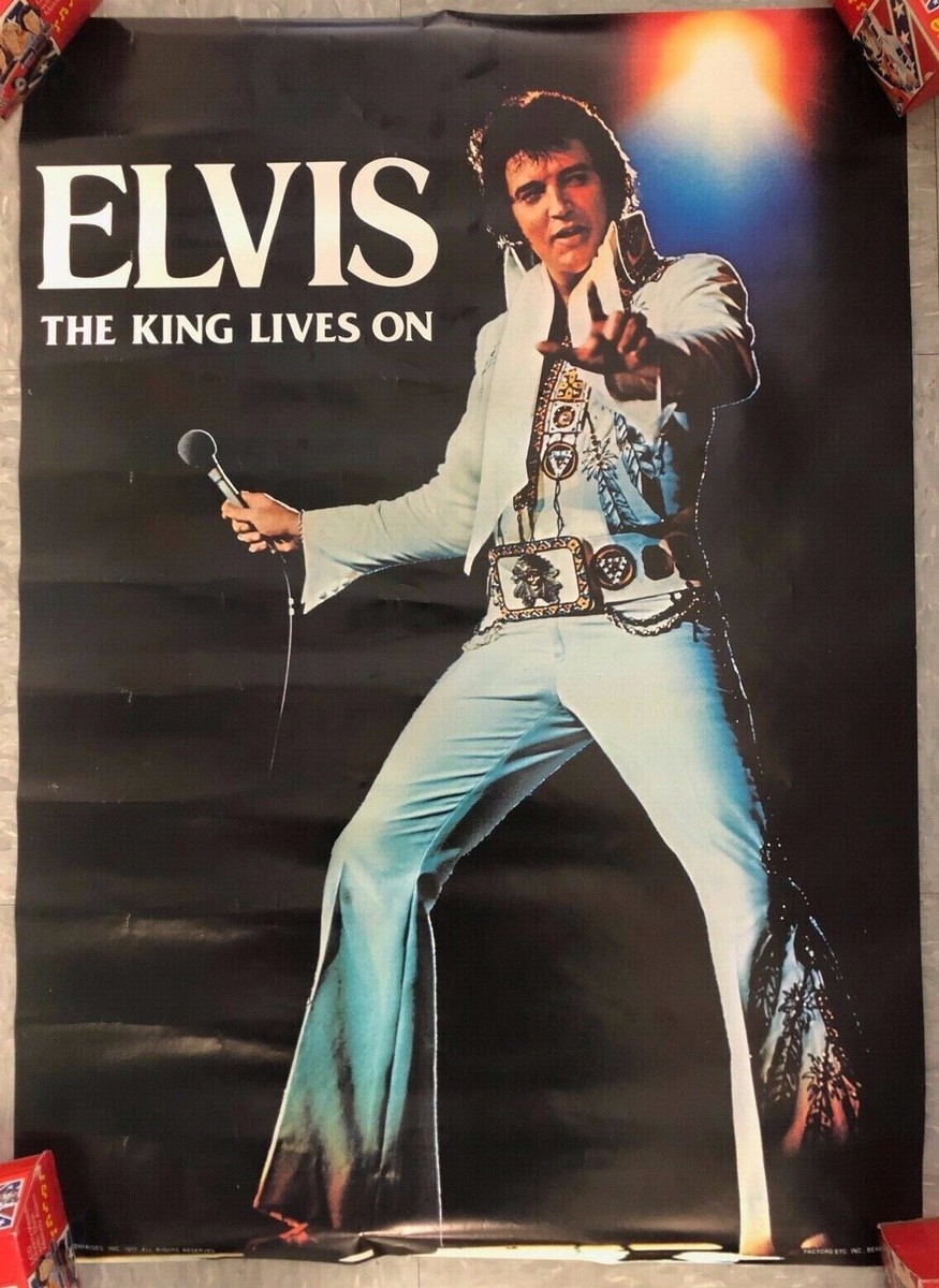 レア　1977年　ビンテージ　エルビスプレスリー　ポスター　ロカビリー　ロック 1977 MUSIC POSTER SEALED ELVIS PRESLEY *THE KING LIVES ON