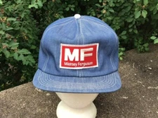 Vintage Denim Trucker Hat Massey Ferguson Tractor Patch K Products USA RARE NOS
