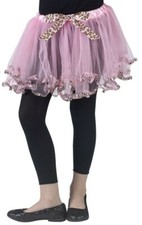 Girls Pink Leopard Tutu Petticoat Underskirt Cheetah Tiger Skirt Cat Child NEW