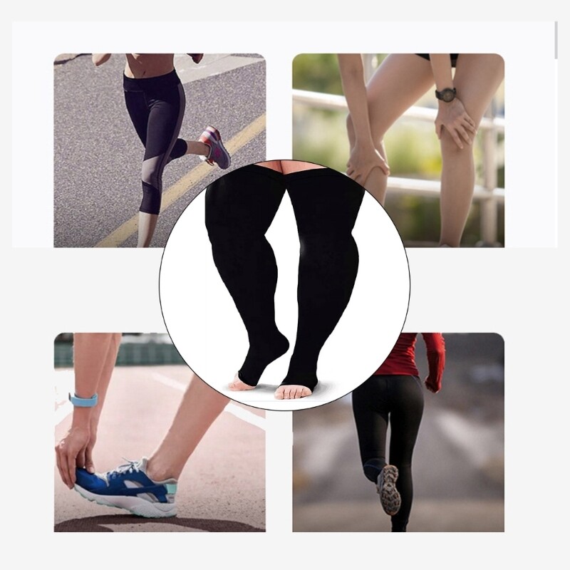 Compression Socks Open Toe Thigh High Support Socks for Athletic Running Cycling-image