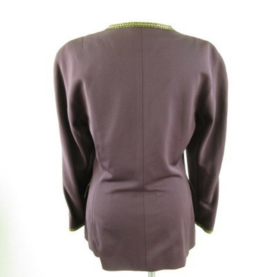 Celuccio CERCHIO Collarless Jacket Long Sleeve Embroidered Purple  