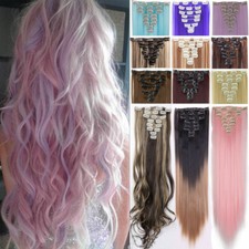 US 8 Pieces Clip In Hair Extensions Full Head Natural Long Mega Thick Hair piece