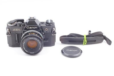EXC+5 w/ strap】 Canon AE-1 35mm Film Camera Black FD 50mm f/1.8