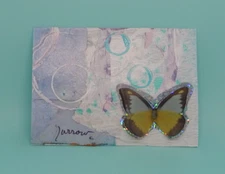 ORIGINAL ART HAND PAINTED ATC  WITH COLLAGE & EPHEMERA COLORFUL US BY SUE FURROW