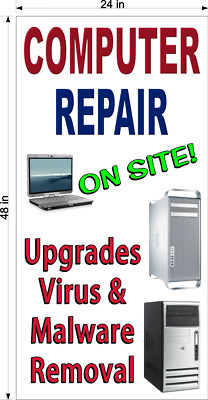 NEW PERFORATED WINDOW DECAL COMPUTER REPAIR 2' X 4' LARGE GRAPHIC VERTICAL