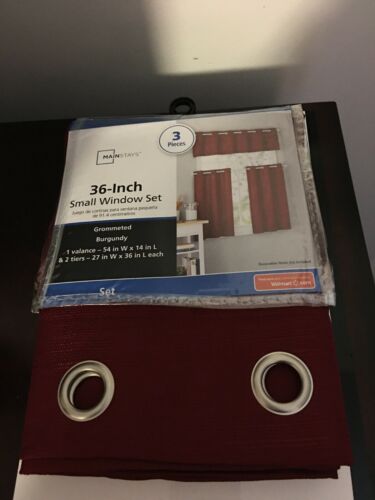 BRAND NEW MAINSTAY ELEVATED SOLID 3 PIECE KITCHEN SMALL WINDOW CURTAIN SET