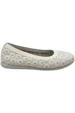Skechers Cleo Sport Metallic Flats Sparkly Blooms White