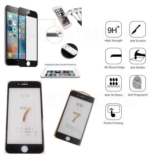 5D Full Cover Tempered Glass Screen Protector For iPhone 7 8 SE 2 Black - Picture 3 of 3
