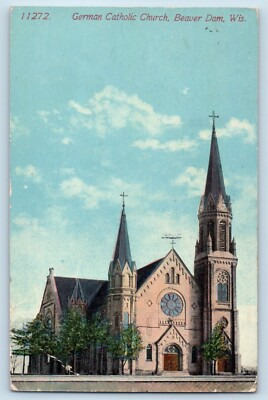 #ad #ad Beaver Dam Wisconsin Postcard German Catholic Church Chapel 1913 Vintage Antique $19.47