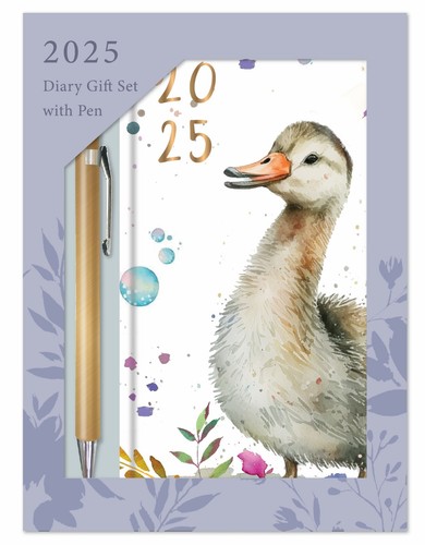 2025 SLIM WEEK TO VIEW DIARY PLANNER GIFT BOX SET WITH PEN Butterfly Duck Design - Picture 8 of 13