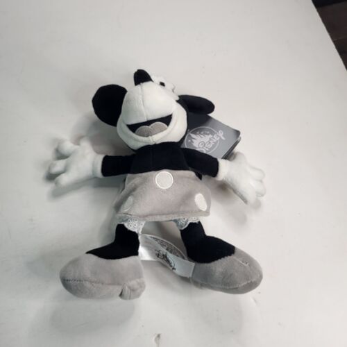 DISNEY PARKS MINNIE MOUSE NERO-GRIGIO 7" PELUCHE BAMBOLA IMBOTTITA GIOCATTOLO NUOVO CON ETICHETTE - Foto 2 di 4