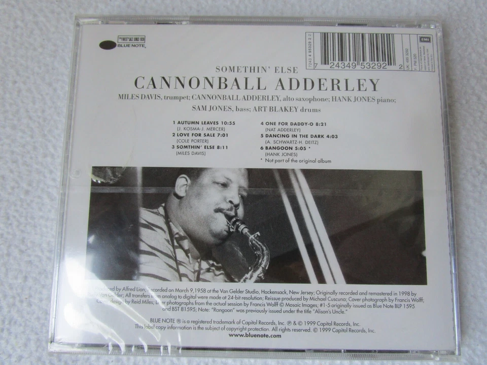 Blue Note CD Something´ Else Cannonball Adderley Rudy van Gelder Edition OVP - Bild 2 von 3