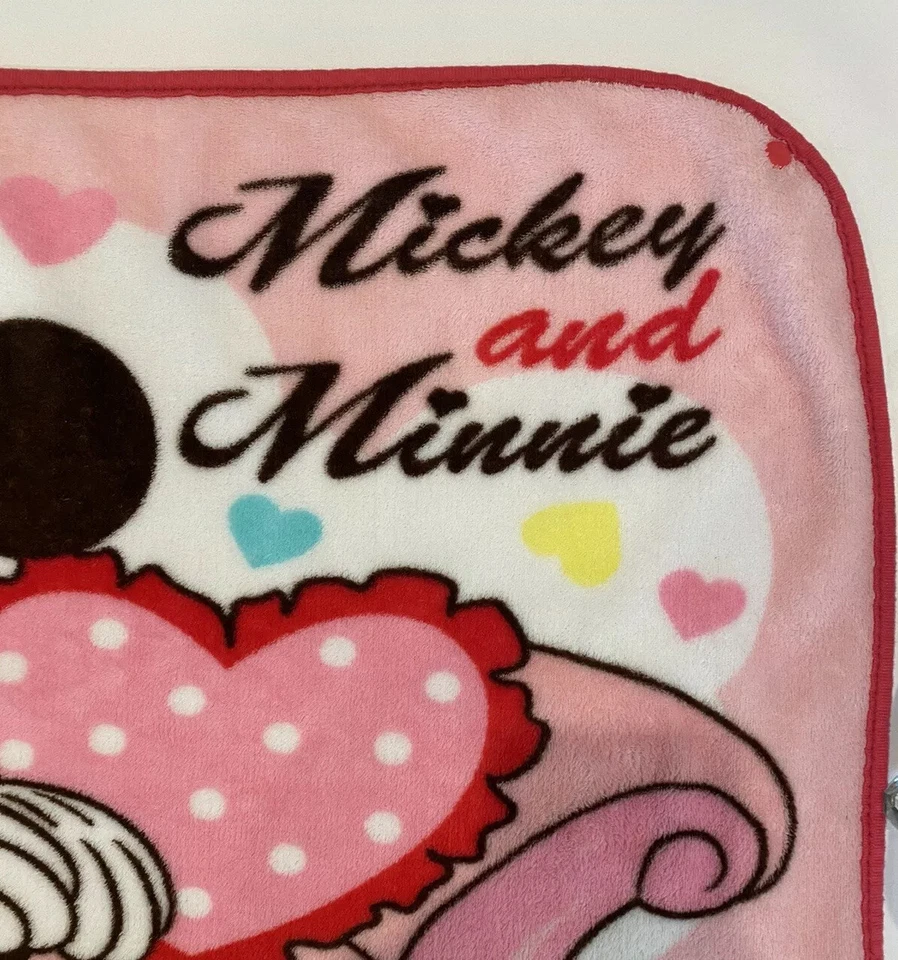 Vtg Mickey Mouse Blanket Minnie Pink Valentines Day Lovey Snaps Hearts Love Baby - Image 2 of 4
