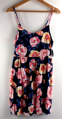 Old Navy Sundress Girl's Size XXL (18) Blue Pink Floral V-Neck Sleeveless New - Picture 1 of 7