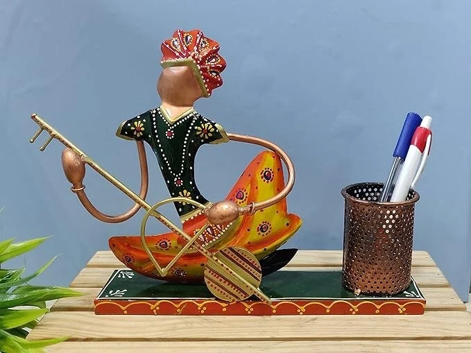 Handcrafted Iron Musician Pen Stand Holder Decorative Showpiece For Home Office - Image 4 of 4