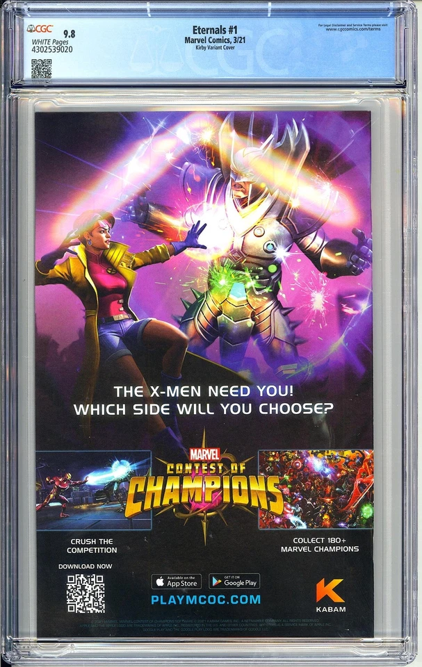 Cubierta variante Kirby "Hidden Gem" Eternals 1 CGC 9.8 2021 4302539020 Foto 2 de 2