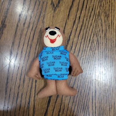 Vintage 1980s Golden Crisp Post Cereal Sugar Bear 4'' Mini Plush Promo Toy Preown