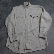Wrangler X-Long Tails Shirt Men's 15 1/2 Beige Long Sleeve Button Down Casual 