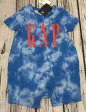 Baby Gap Boys 18-24 Months Blue  Red GAP Logo Shorts Romper. Nwt