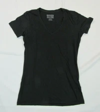 CONVERSE All-Star Womens Size XS Classic T Shirt V-Neck Short Sleeve Plain Black