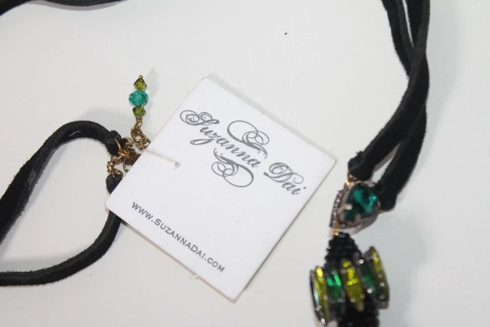 Collares Suzanna Dai chapados en oro pluma cristal multicolores moda mujer Foto 4 de 4